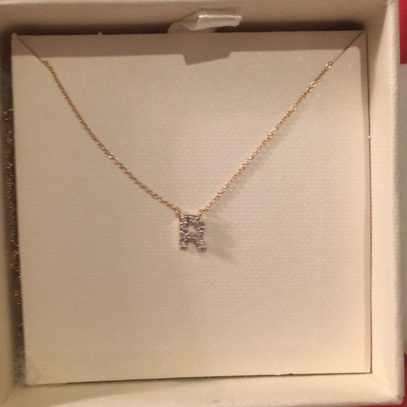 Jewelry - Covet Pavé Initial Diamond Gold ‘R’ Necklace